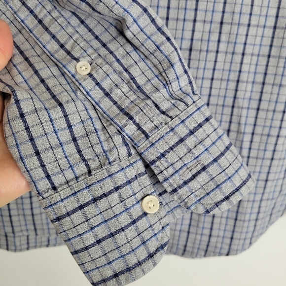 J. Crew Mens Large Blue White Plaid Check Long‎ Sleeve Button Down Shirt Cotton - Picture 8 of 14